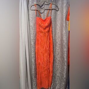 Orange Prom dress.